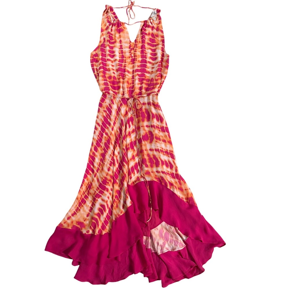 Haute Hippie 100% Silk Chiffon Halter Maxi Dress S Resort Wedding Boho Vacation